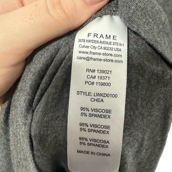 Frame NWT Shirred Muscle Dress Wrap Pull On Curve Hugging Mini Gray Size Large - Picture 10 of 11